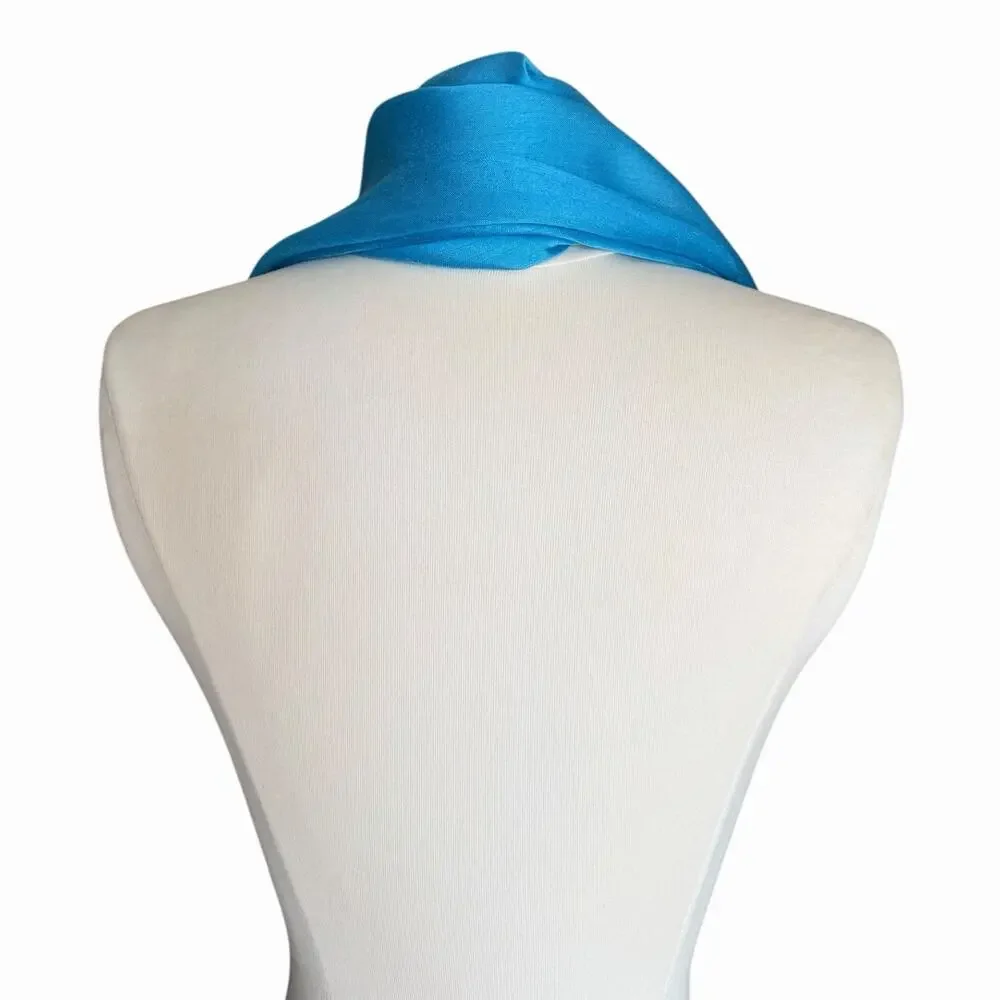 Handmade Turquoise Blue Sheer Fringe Scarf Lightweight Shawl Wrap Boho Style